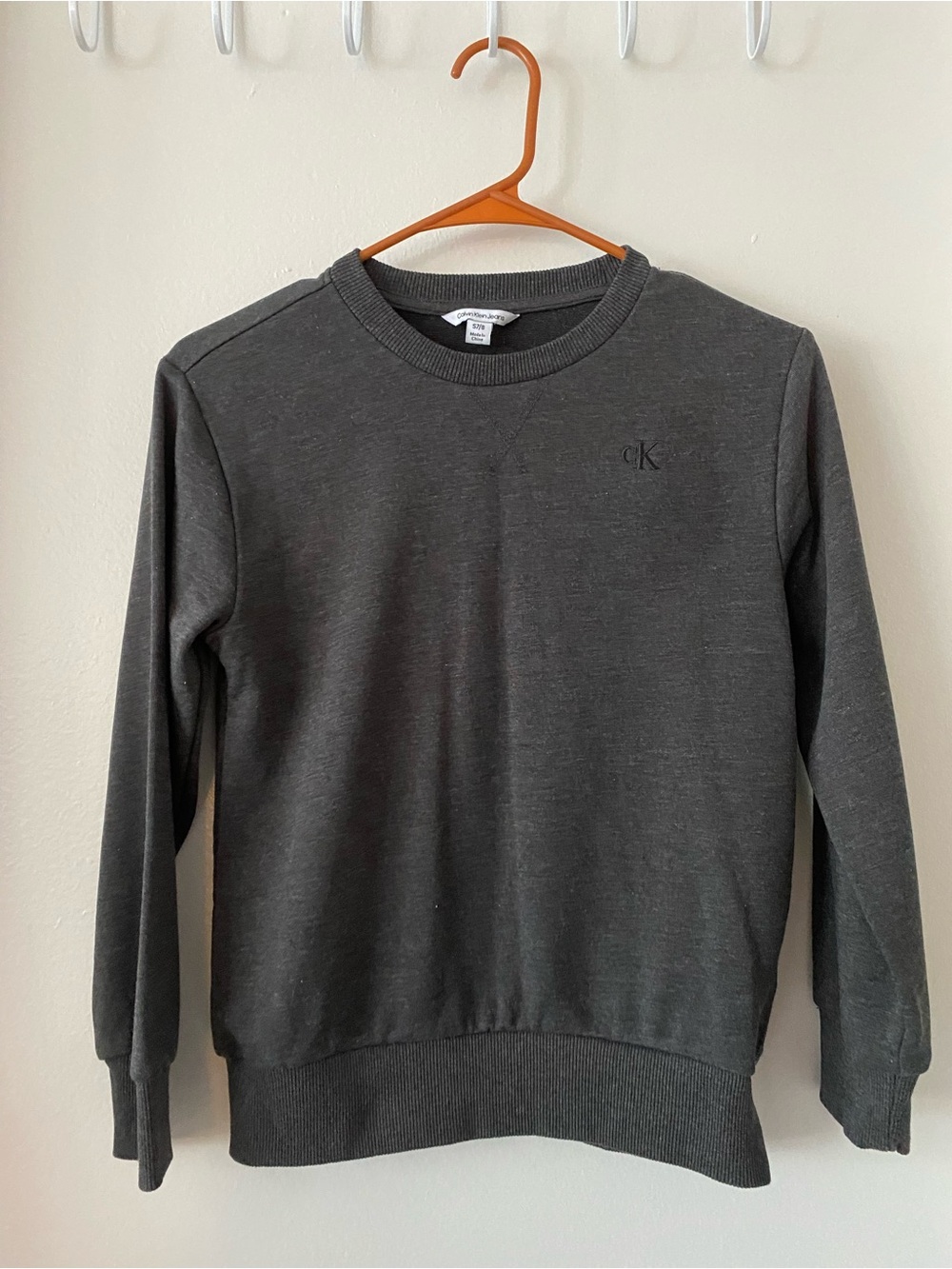 Calvin Klein Jeans Boys Dark Charcoal Crewneck Sweatshirt